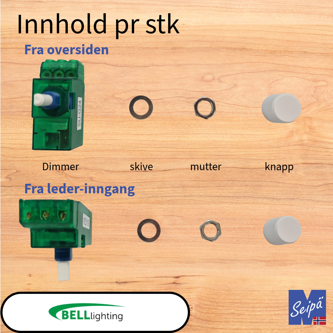 BELL Smart Universell Mini-LED-Dimmer med hjul 5W-100W LED for innfelling bak plate eller på veggboks Art nr 10803