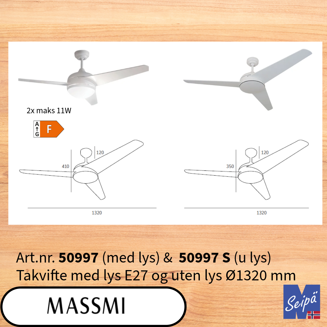 MASSMI BLAIR takvifte hvit 2xE27 maks 11W Art.nr. 50997 med lys & 50997 S uten lys