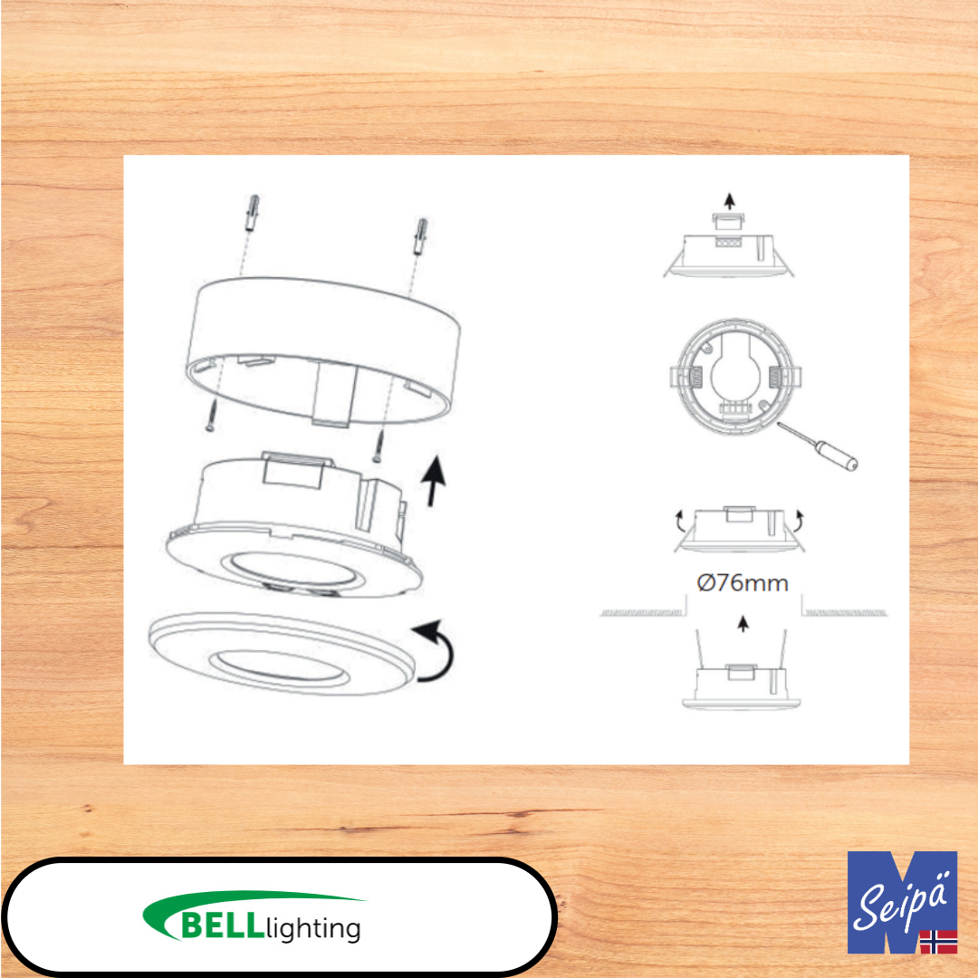 BELL sensor FOXBRIDGE IP20 2-i-én mikrobølgesensor tak innfelt eller utenpåliggende med kappe for kontor - korridor maks 1000W LED 5 års garanti Art nr 70400