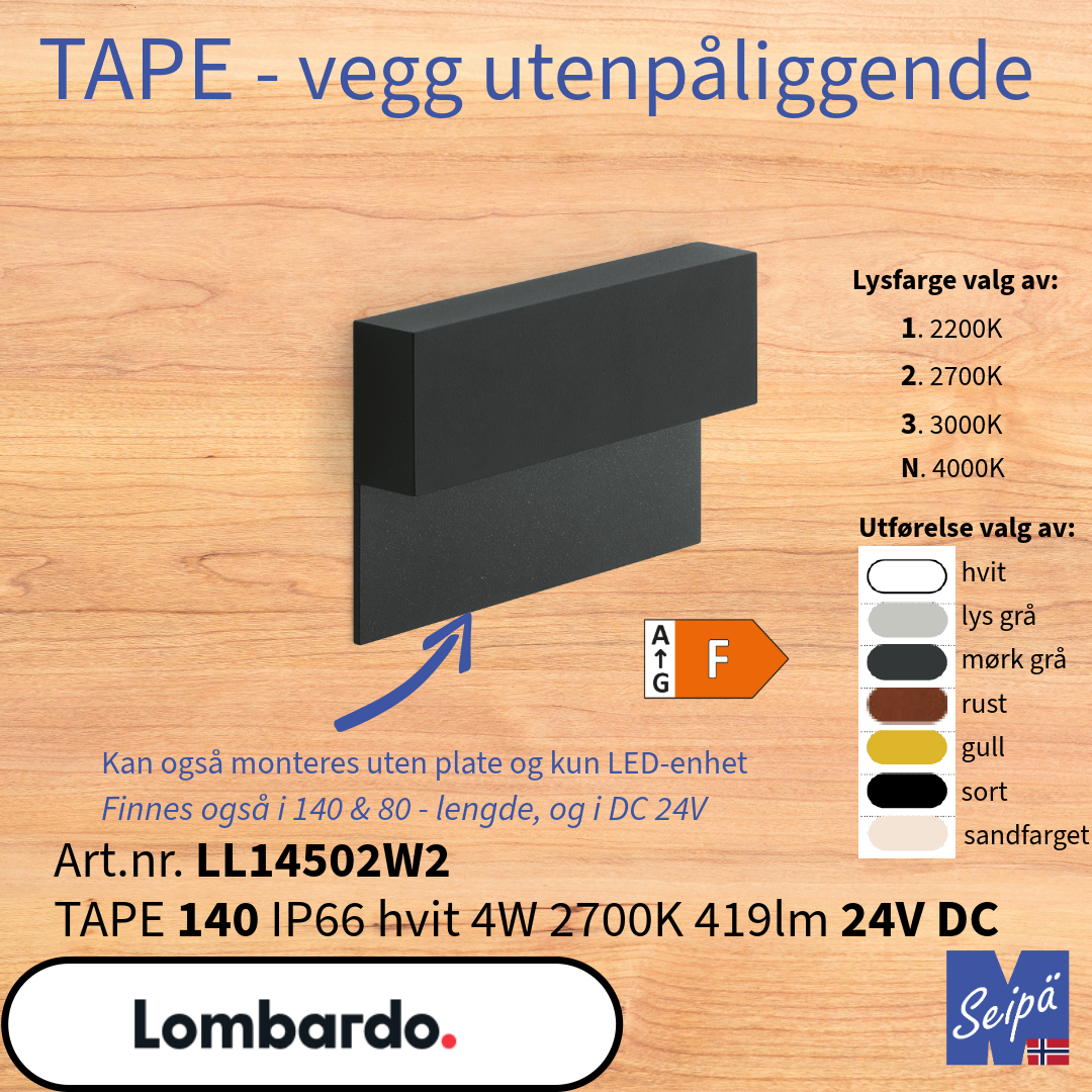 LOMBARDO TAPE 140 Hvit IP66 DC 24V LL14502W2