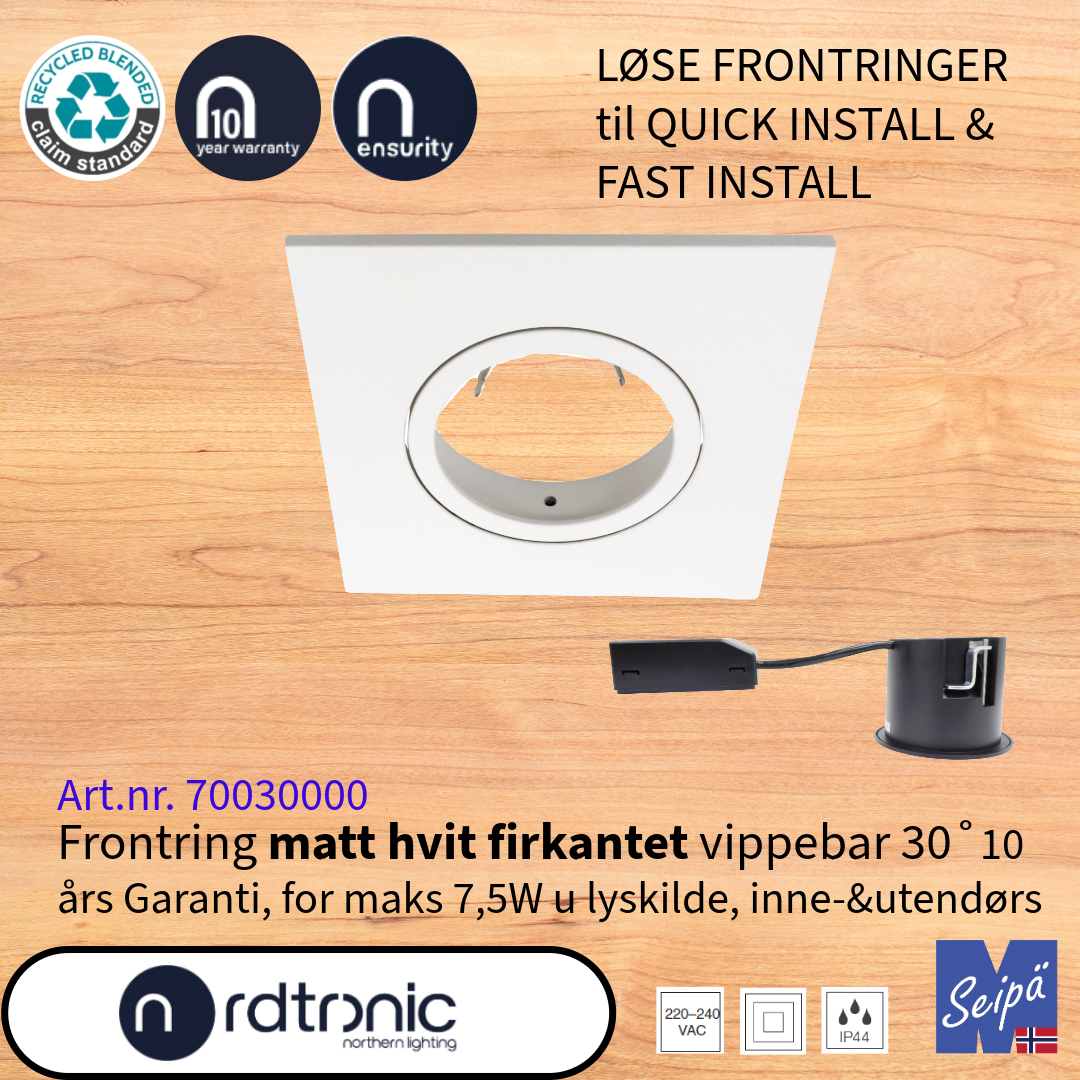 NORDTRONIC LØSE FRONTRINGER til QUICK INSTALL G2 & UNI INSTALL G2 Art nr 70010000-10920000