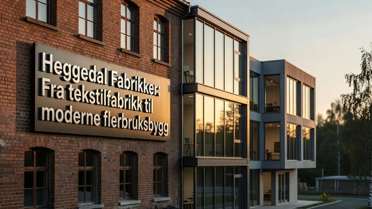 Professional header image for industry analysis: Heggedal Fabrikker: Fra tekstilfabrikk til moderne flerbr...