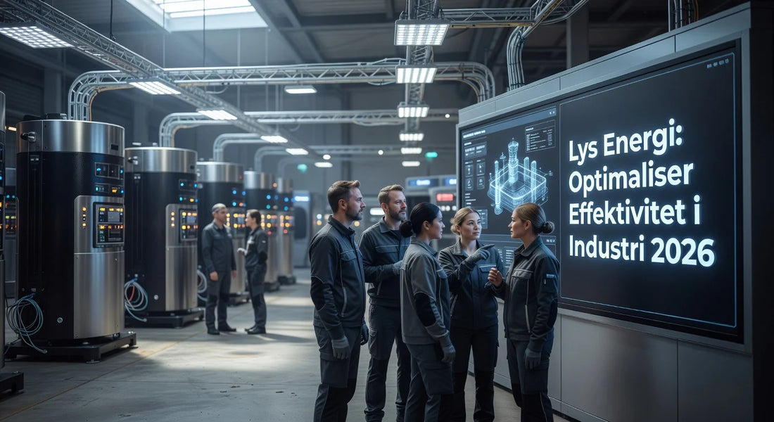 Professional header image for industry analysis: Lys Energi: Optimaliser Effektivitet i Industri 2026