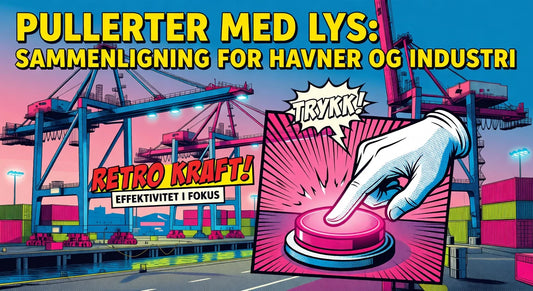 Professional header image for comparison analysis: Pullerter med lys: Sammenligning for havner og industri