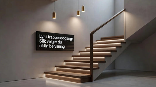 Professional header image for list-based article: Lys i trappeoppgang: Slik velger du riktig belysning