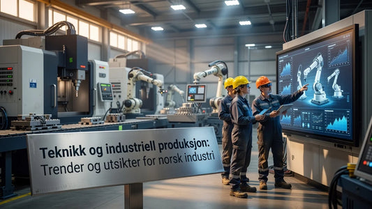Professional header image for industry analysis: Teknikk og industriell produksjon: Trender og utsikter fo...