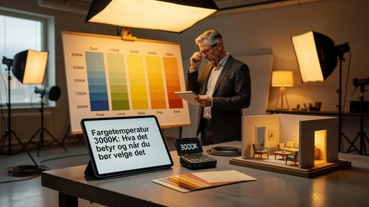 Professional header image for educational tutorial: Fargetemperatur 3000K: Hva det betyr og når du bør velge det