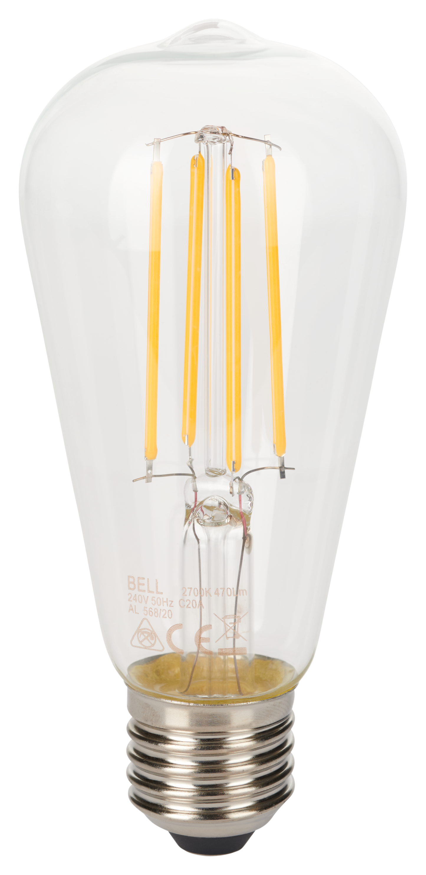 BELL LED-lyskilde EEK=A med skrusokkel, filament LED og klart glass 50.000 timer 5 års garanti