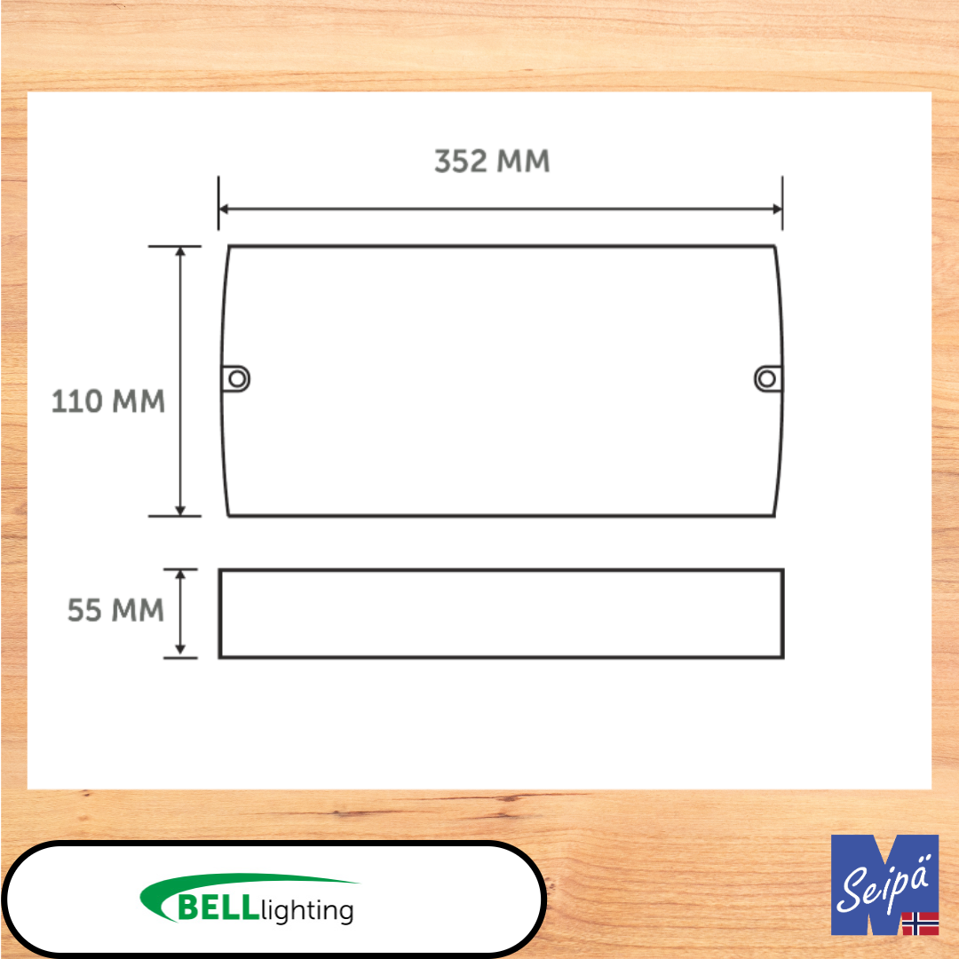 BELL Spectrum LED Bulkhead IP65 3,3W Nødlys m/selvtest og piktogrammer Art nr 09040V2 ELNR 6631951