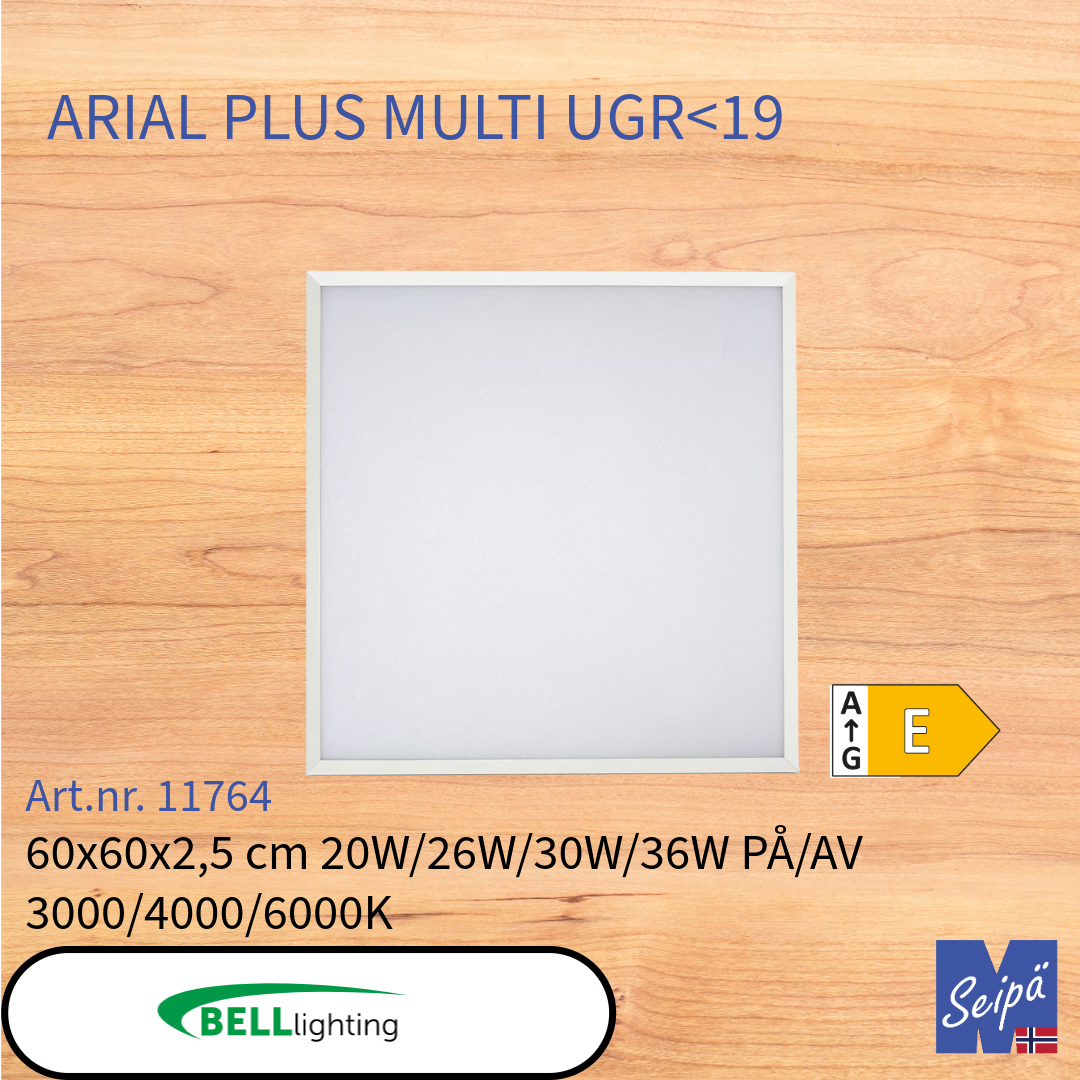 BELL ARIAL MULTI CCT LED-panel /830/840/860 CRI85 alt med multilumen og multikelvin Som tilvalg CASAMBI eller DALI
