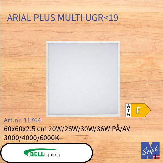BELL ARIAL MULTI CCT LED-panel /830/840/860 CRI85 alt med multilumen og multikelvin Som tilvalg CASAMBI eller DALI