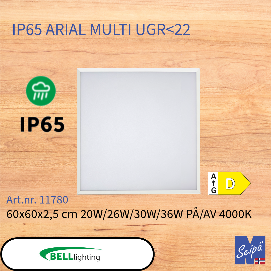 BELL ARIAL MULTI IP65 LED-panel /830/840/860 CRI85 alt med multilumen Som tilvalg CASAMBI eller DALI