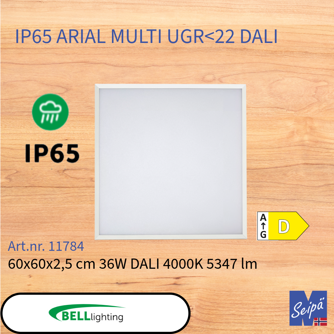 BELL ARIAL MULTI IP65 LED-panel /830/840/860 CRI85 alt med multilumen Som tilvalg CASAMBI eller DALI