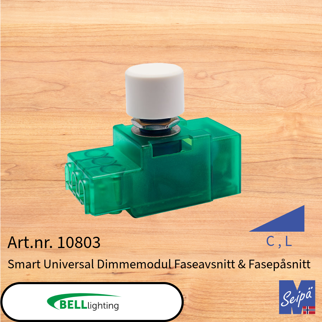 BELL Smart Universell Mini-LED-Dimmer med hjul 5W-100W LED for innfelling bak plate eller på veggboks Art nr 10803