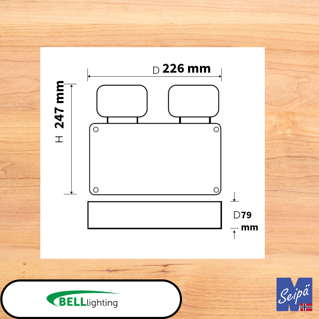 BELL Spectrum LED TWIN SPOT IP65 12W Nødlys m/selvtest Art nr 09088V2