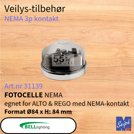 BELL NEMA 3-pin tilbehør for veilys med NEMA 3-pin kontakt Art.nr. 31139-70408