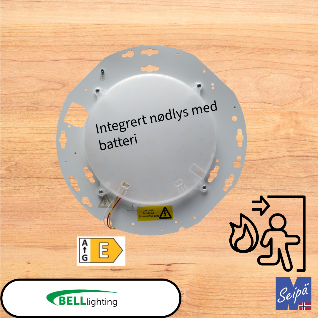 BELL GEAR TRAY LED innmat med nødlys for Bulkhead, plafond,  9W/14W/18W PÅ/AV Art nr 11607 ELNR 3773211