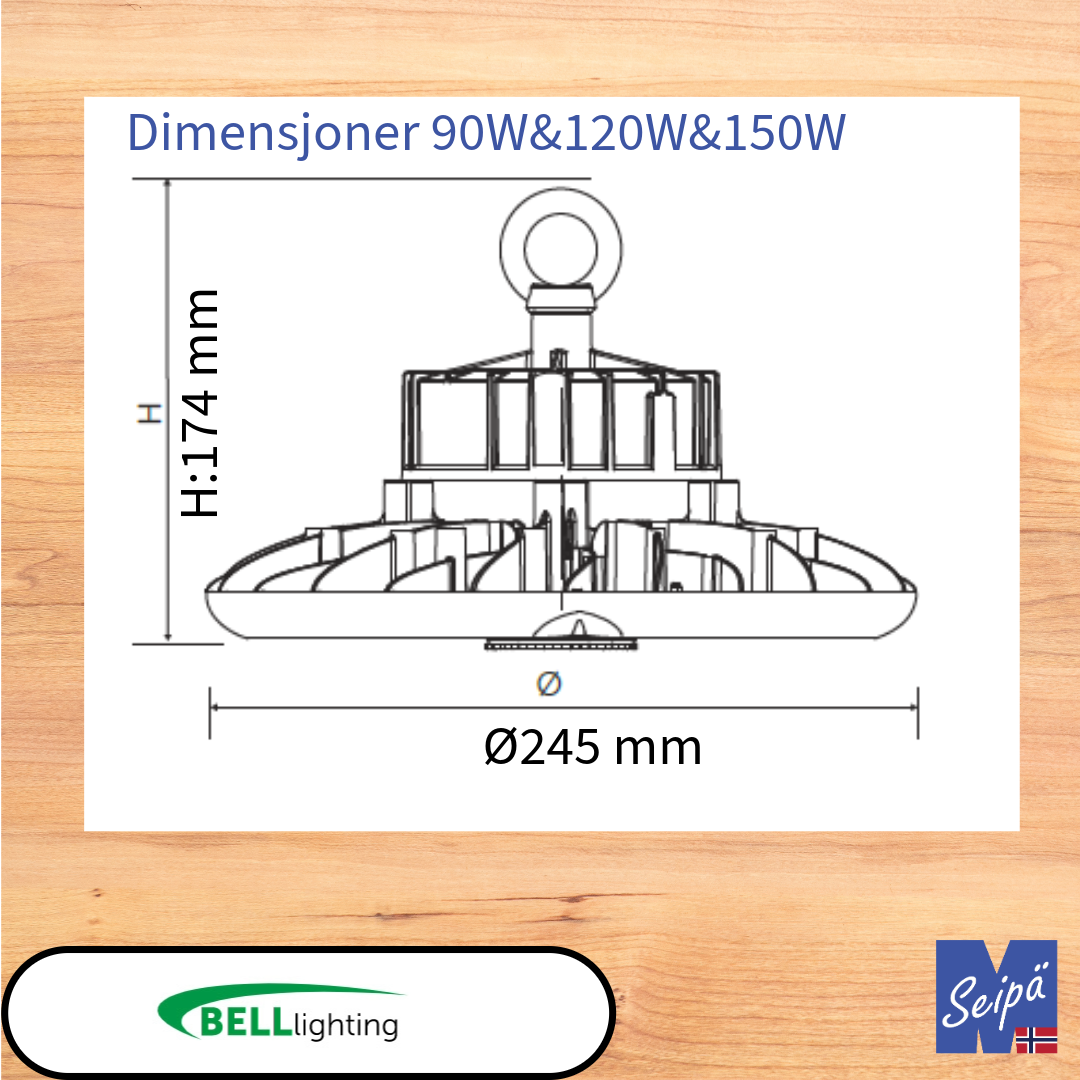 BELL ILLUMINA ATLAS MultiLumen LED High Bay 60W-200W 9.000-28.000 lm tilbehør PIR fjernkontroll alu & PC reflektor  50.000 timer 7 års garanti