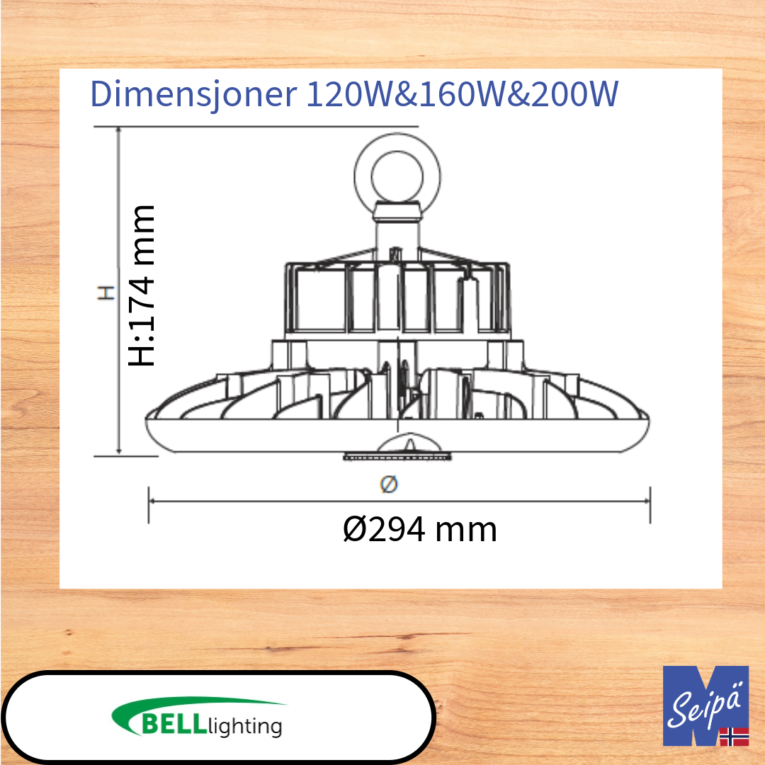 BELL ILLUMINA ATLAS MultiLumen LED High Bay 60W-200W 9.000-28.000 lm tilbehør PIR fjernkontroll alu & PC reflektor  50.000 timer 7 års garanti