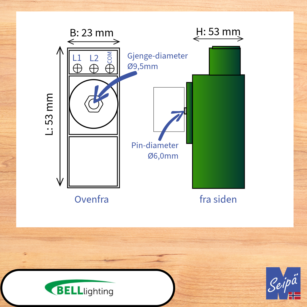 BELL Smart Universell Mini-LED-Dimmer med hjul 5W-100W LED for innfelling bak plate eller på veggboks Art nr 10803
