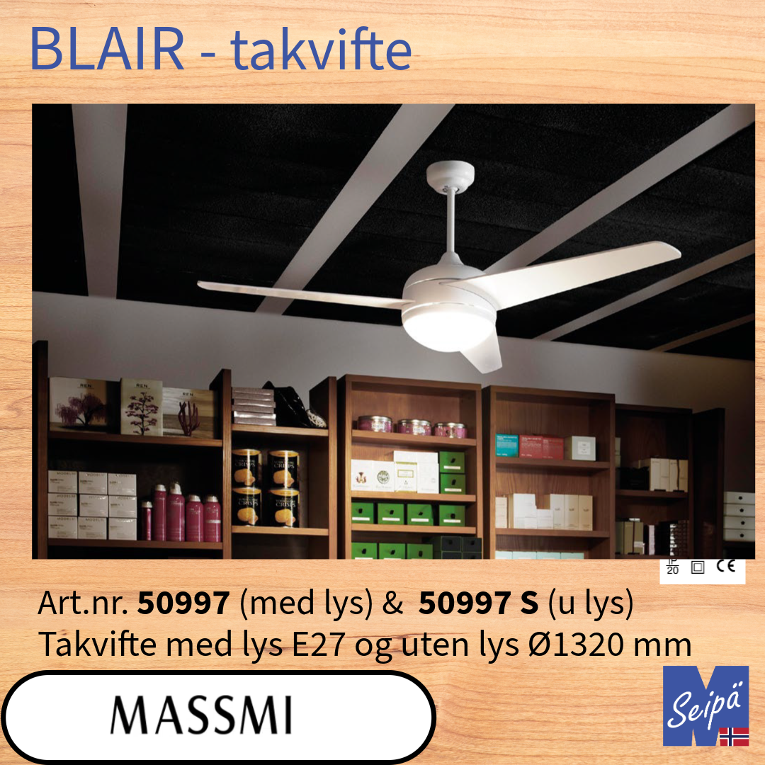 MASSMI BLAIR takvifte hvit 2xE27 maks 11W Art.nr. 50997 med lys & 50997 S uten lys