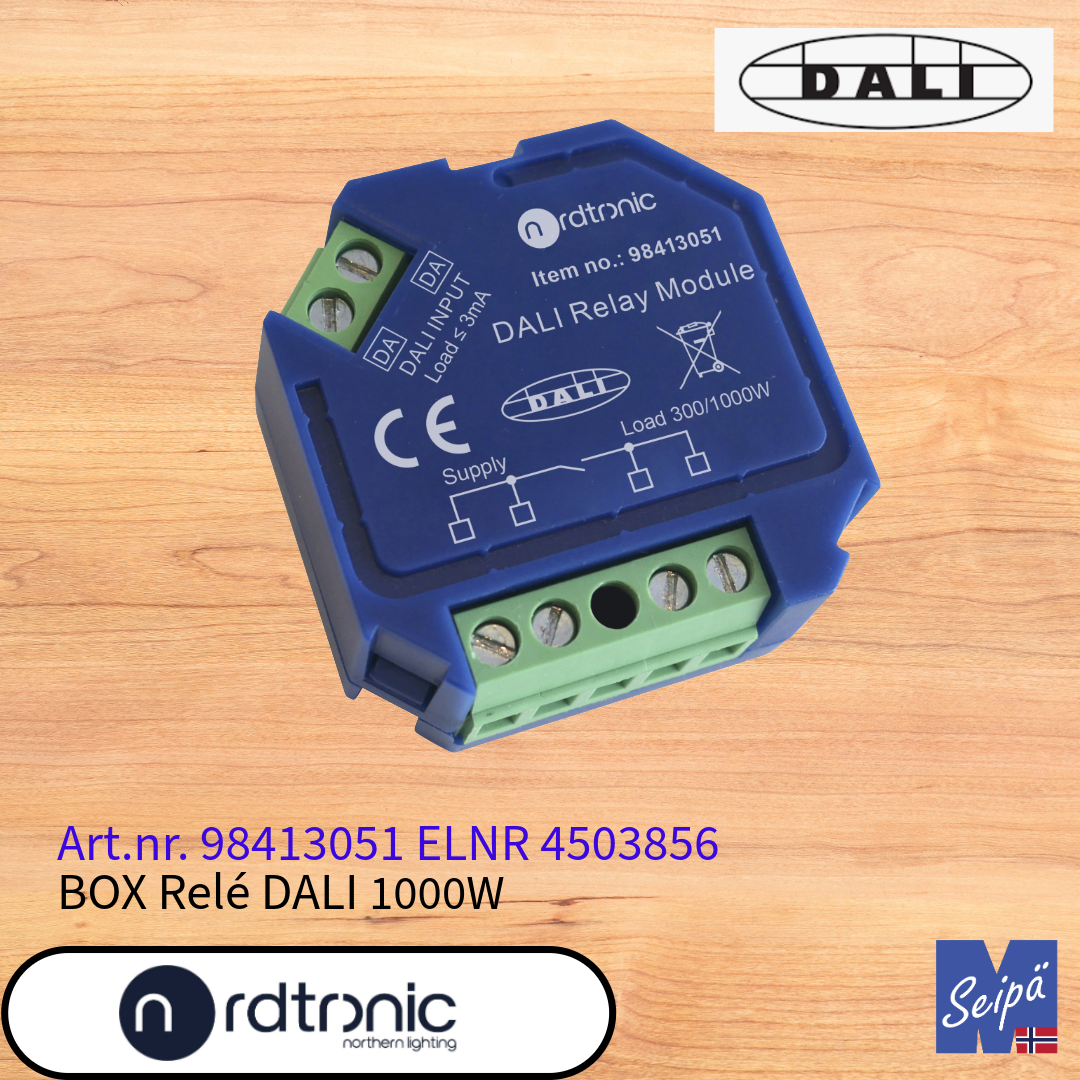 NORDTRONIC DALI Box Relé for veggboks 1000W LED for plassering bak bryter Art nr 98413051
