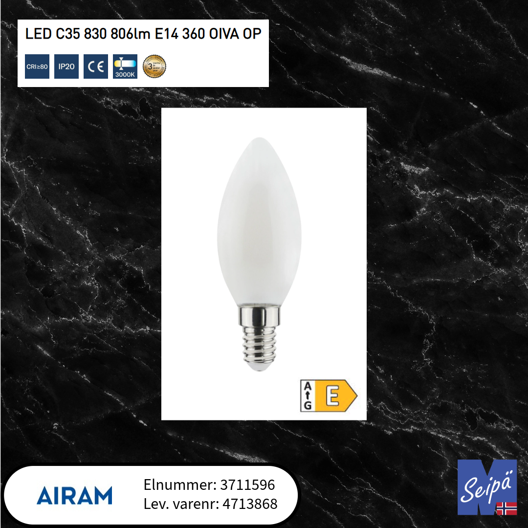 LED-lyskilde mignon C35 faseDIM 6,5W 830 AIRAM
