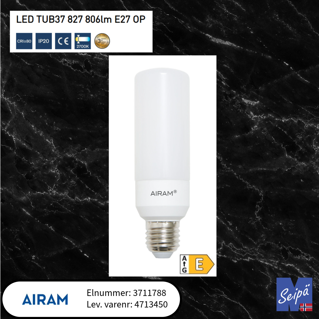 LED-lyskilde rørform T38 faseDIM 7W 827 AIRAM