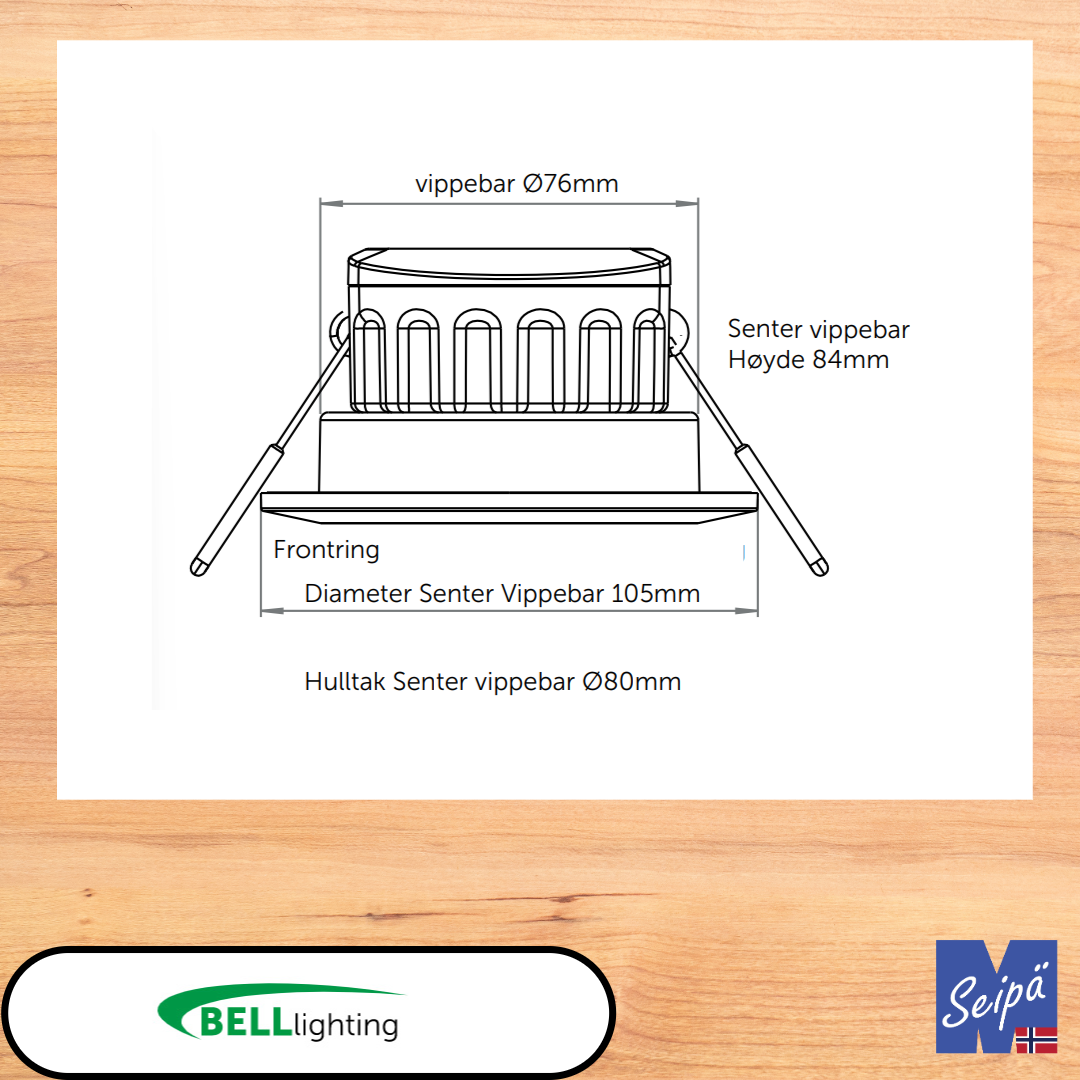 BELL FIRESTAY 5W/7W IP65 Hvit LED-downlight 2-trinn effektvalg 5W / 7W  4-trinn CCT /827/830/840/860 CRI85 Tilbehør frontringer og nødlys Art.nr.08190V2