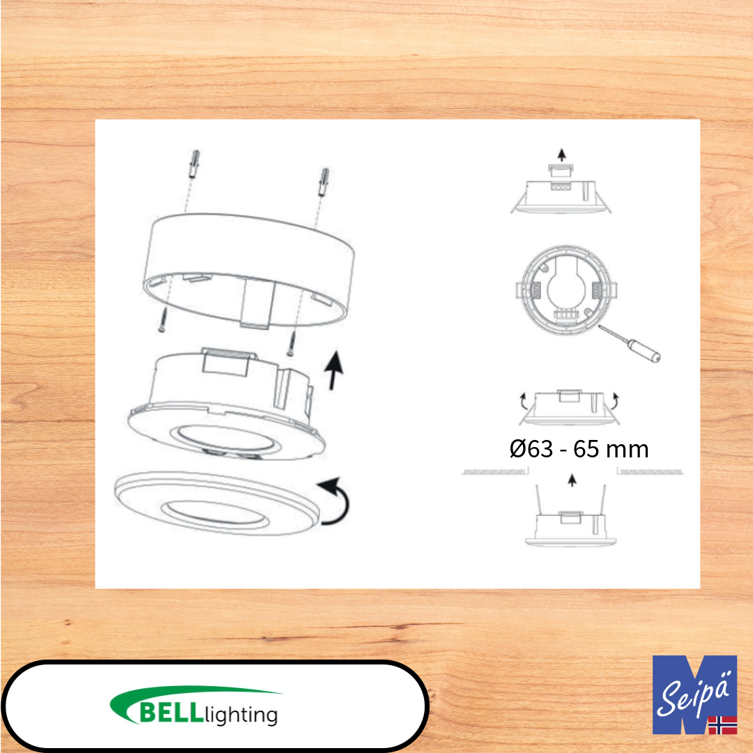 BELL sensor FOXBRIDGE IP20 2-i-én PIR-sensor tak innfelt eller utenpåliggende med kappe for kontor - korridor maks 400W LED 5 års garanti Art nr 70406