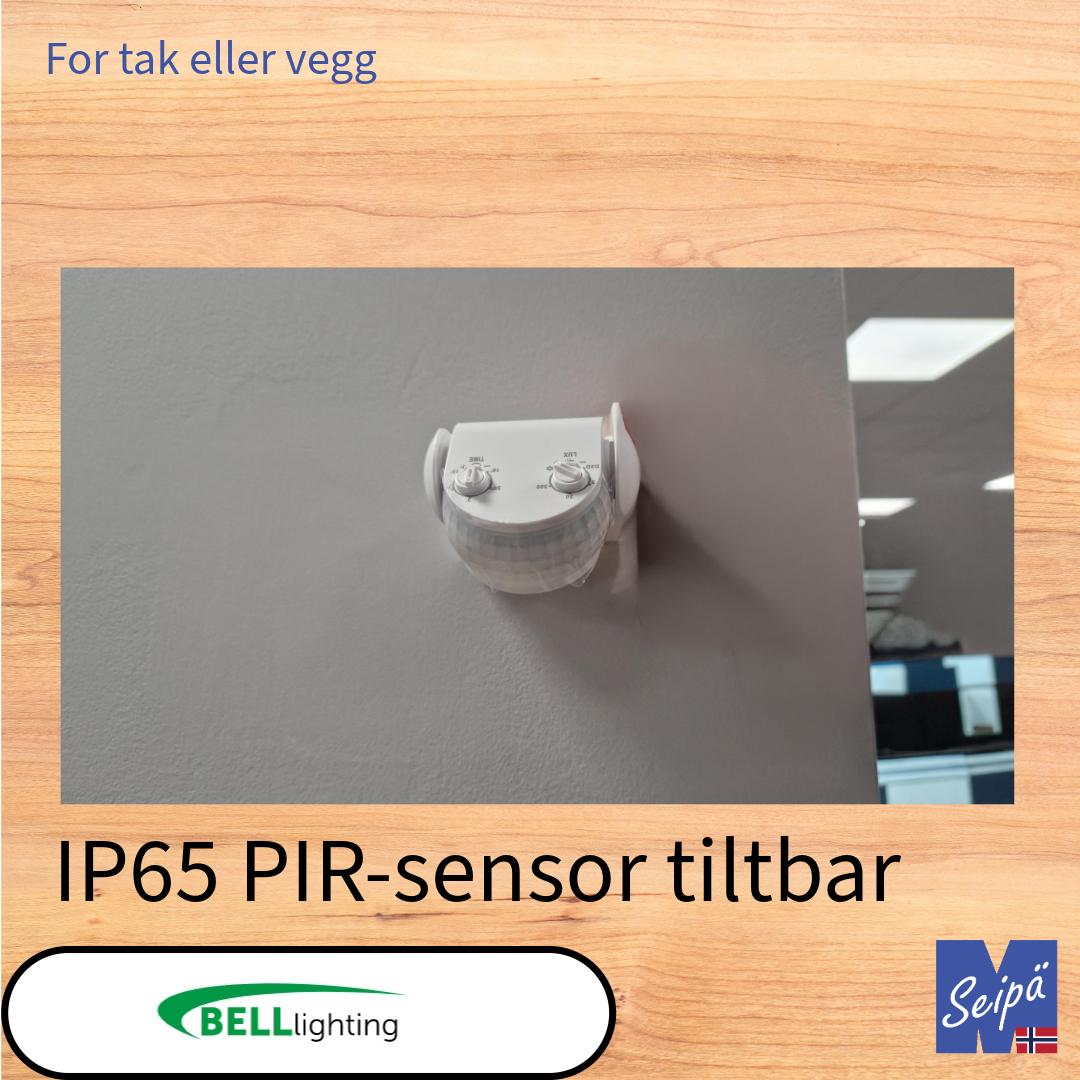 BELL sensor FOXBRIDGE IP65 PIR tak-/veggmontering maks 300W LED utenpåliggende 5 års garanti Art.nr. 70403 (hvit) 70404 (sort)