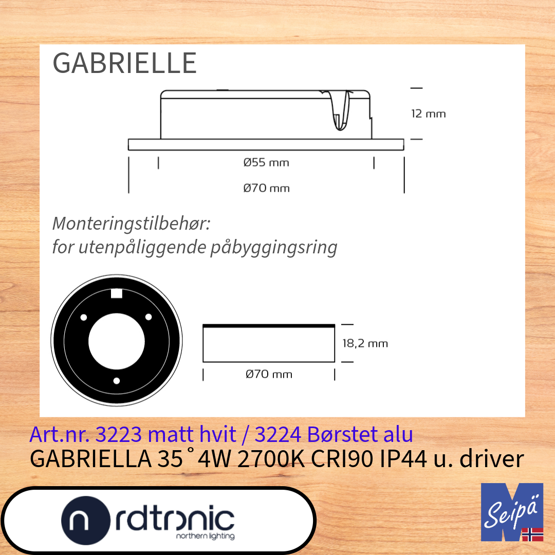 NORDTRONIC tilbehør GABRIELLA & plug&play utstyr benkbelysning