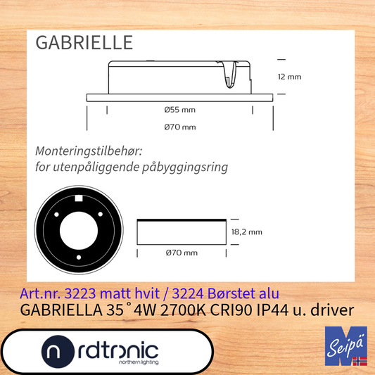 NORDTRONIC tilbehør GABRIELLA & plug&play utstyr benkbelysning
