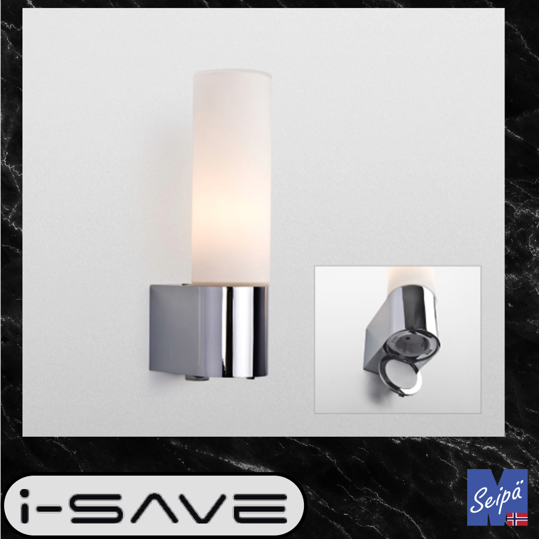I-SAVE TUBE STICK IP44 krom / opal 1xE14 maks 40W med skjult stikk 1407S