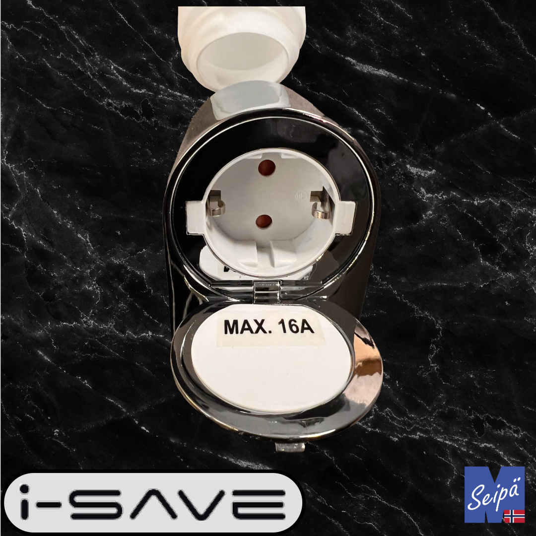 I-SAVE TUBE STICK IP44 krom / opal 1xE14 maks 40W med skjult stikk 1407S