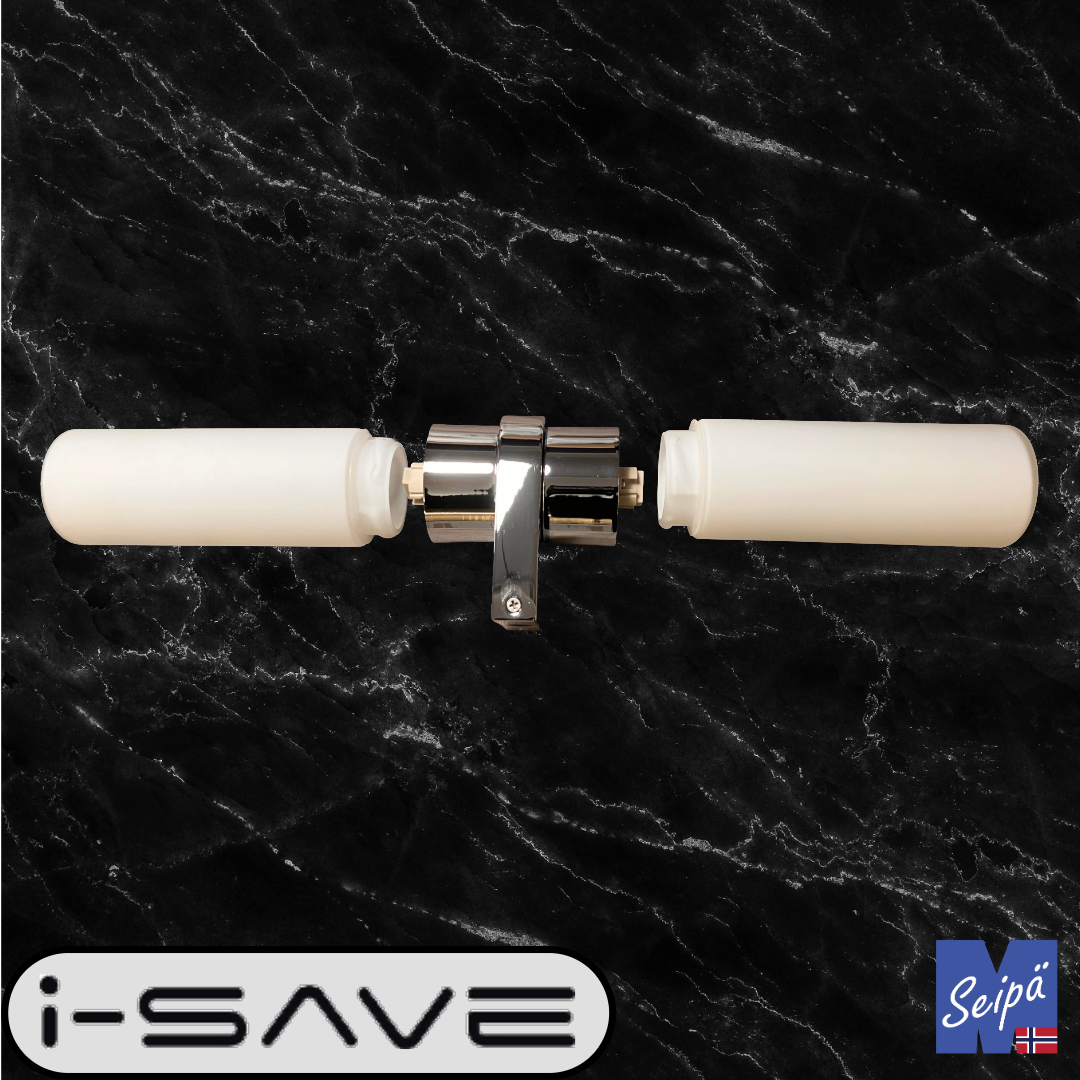 I-SAVE PIPELINE dobbel IP44 krom / opal 2xG9 maks 33W 1807