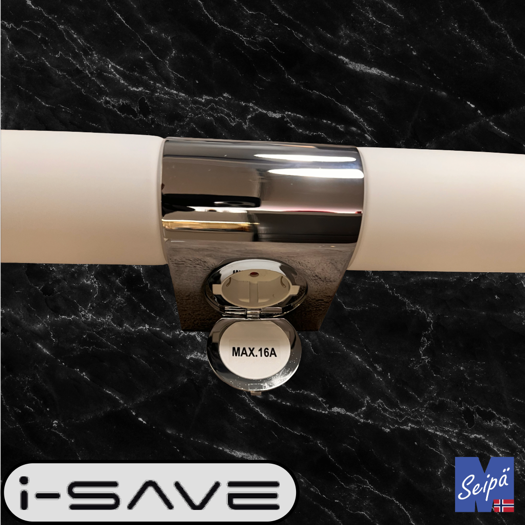 I-SAVE TUBELINE STICK IP44 krom / opal 2xE14 maks 40W med skjult stikk 1807S