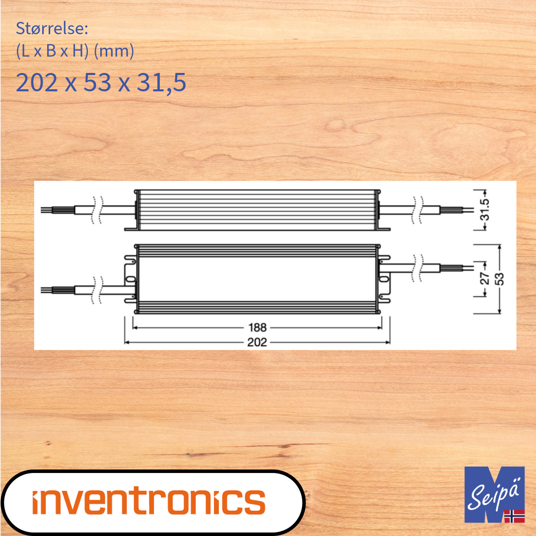 INVENTRONICS LED-DRIVER CV 12V IP66/IP67 30W 60W 150W 300W innendørs og utendørs