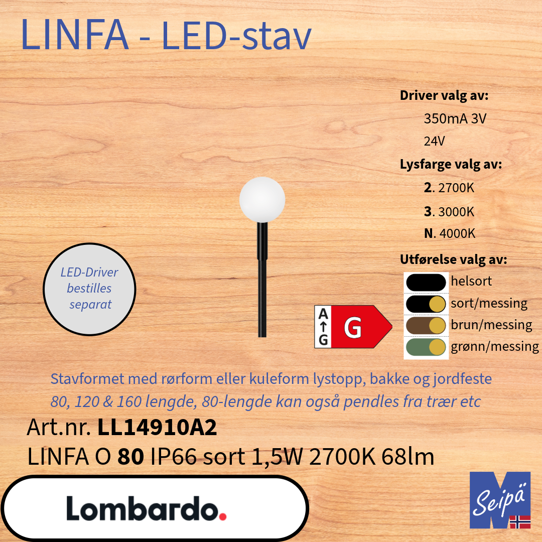 LOMBARDO LED-stavformet LINFA-serien 80 120 160 2700K 3000K 4000K CC & CV
