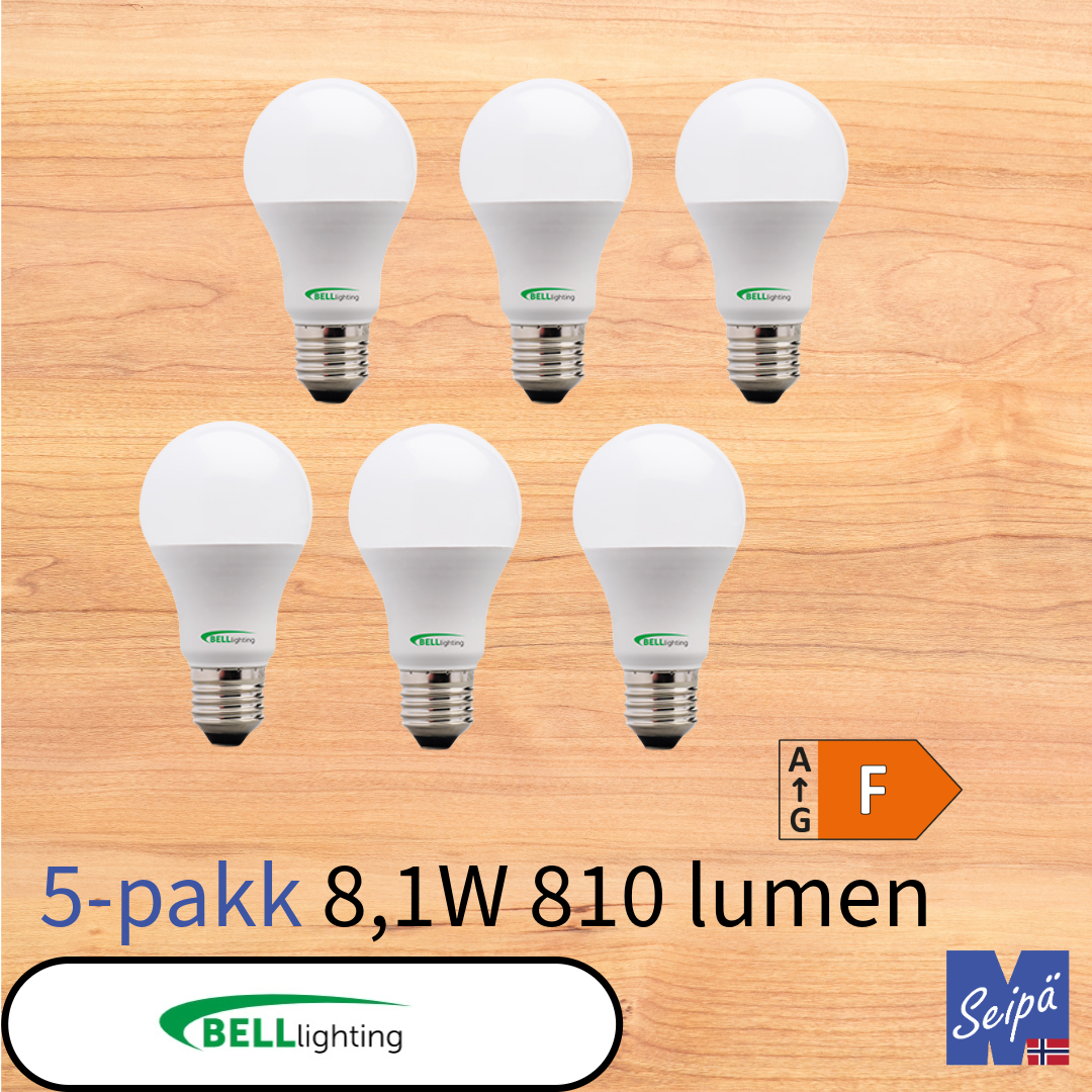 BELL LED-lyskilde GENESIS A60 normal hvit, 6-pakk EEK= F med skrusokkel, LED og hvitt glass 15.000 timer 2 års garanti Art.nr. 60980