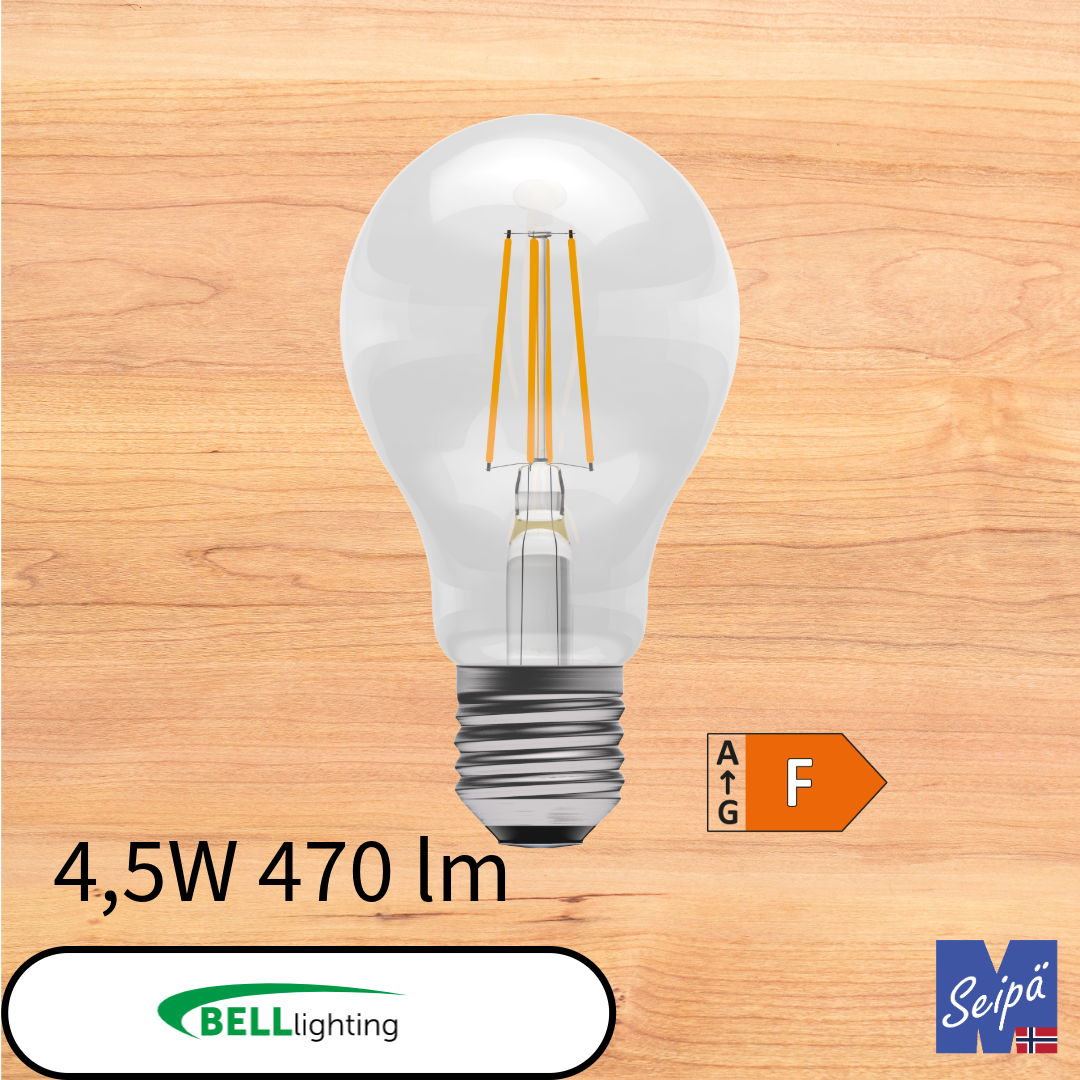 BELL LED-lyskilde GENESIS EEK=E & F med skrusokkel, filament LED og klart glass 15.000 timer 2 års garanti