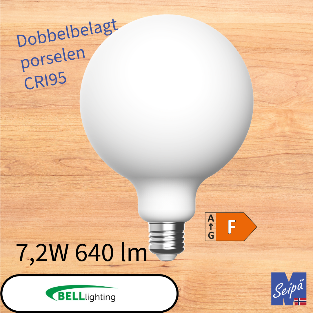 BELL LED-lyskilde Porselen Dobbelbelagt hvit EEK= F med skrusokkel, LED og hvitt glass 15.000 timer 2 års garanti Art.nr. 61046 61047 61048 61049