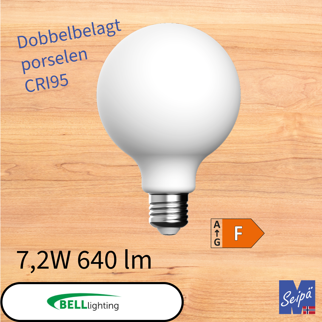 BELL LED-lyskilde Porselen Dobbelbelagt hvit EEK= F med skrusokkel, LED og hvitt glass 15.000 timer 2 års garanti Art.nr. 61046 61047 61048 61049