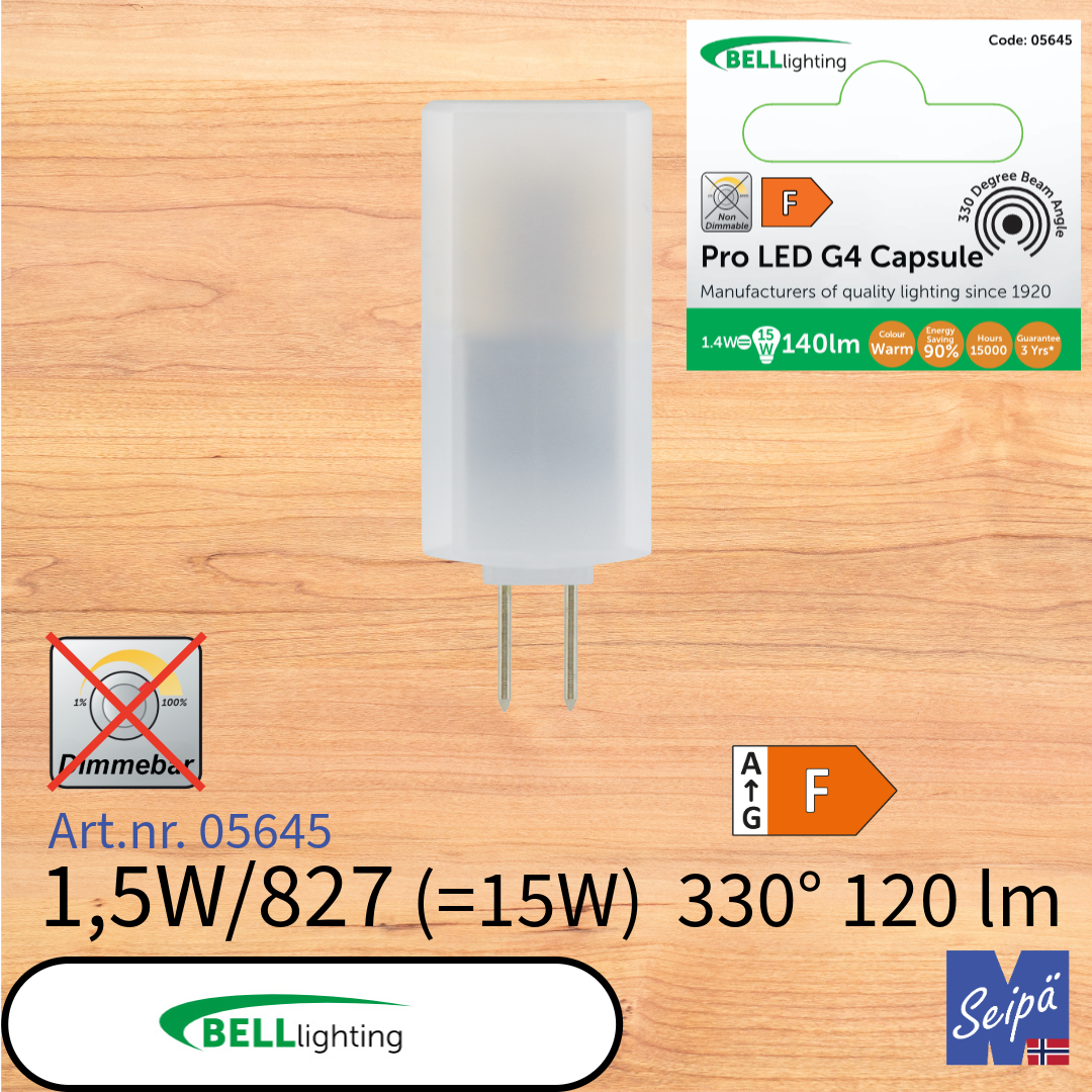 BELL LED-lyskilde G9-kapsel 230V / G4-kapsel 12V LED 2200K 2700K 4000K Art.nr. 05645 05674V2 60043V2 61042 61043 61044 61045 60227 60226