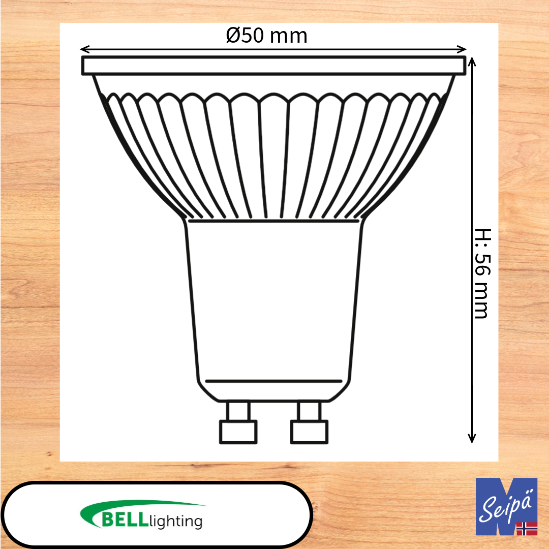 BELL LED-lyskilde QPAR51 PAR16 GU10 40° med CCT-bryter, LED og i glass 15.000 timer 3 års garanti Art.nr. 61035