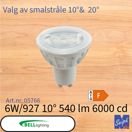 BELL LED-lyskilde Precision PRO QPAR51 PAR16 GU10 smalstråle  10° &  20°, LED og 30.000 timer 5 års garanti 2700K 4000K Art.nr. 05766 05767 05768 05769