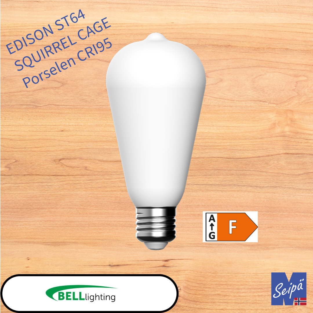 BELL LED-lyskilde Porselen Dobbelbelagt hvit EEK= F med skrusokkel, LED og hvitt glass 15.000 timer 2 års garanti Art.nr. 61046 61047 61048 61049