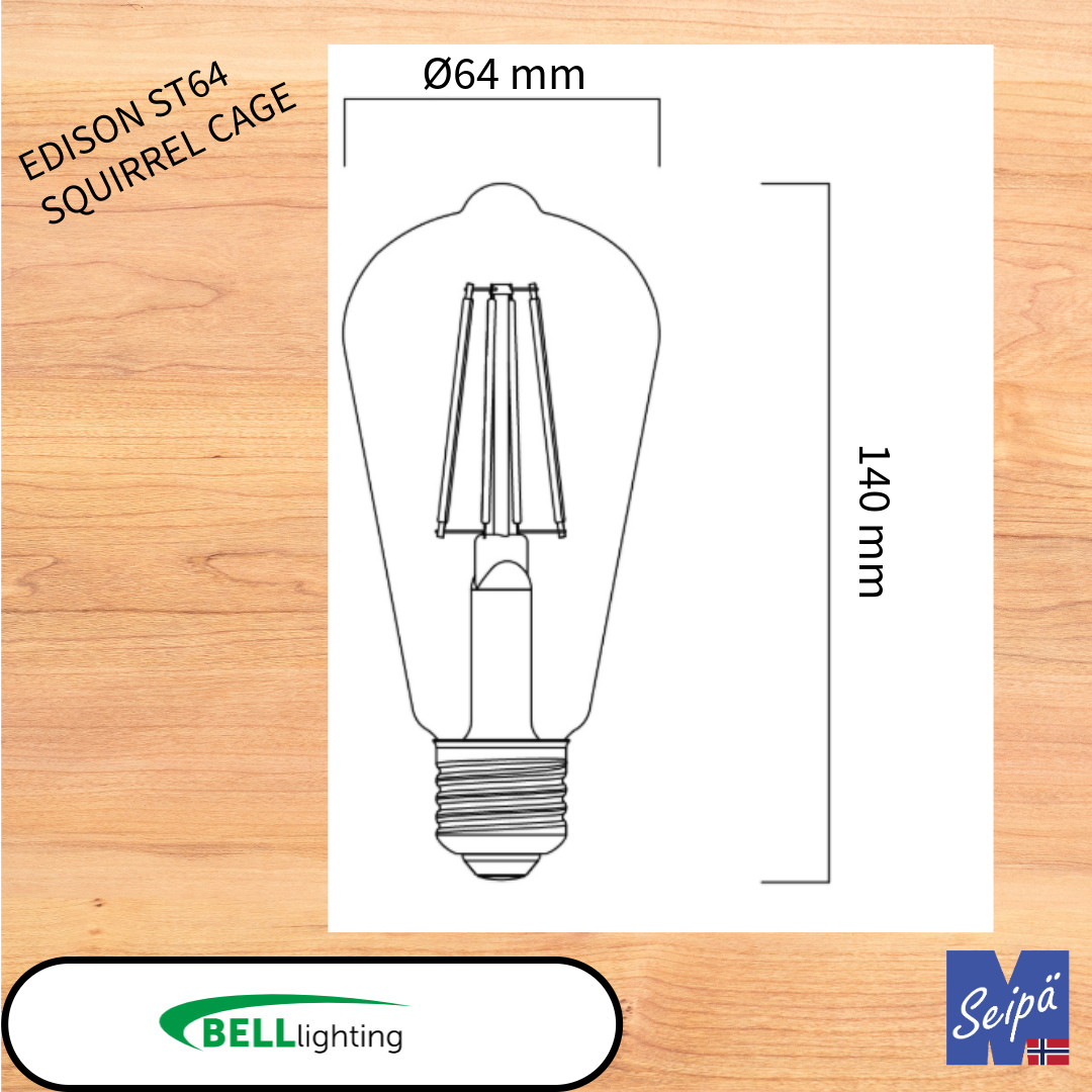 BELL LED-lyskilde EEK=A med skrusokkel, filament LED og klart glass 50.000 timer 5 års garanti