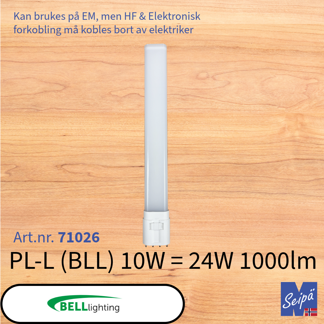 BELL LED-lyskilde PL-kompaktlysrør erstatning (DULUX) BLS BLD BLT BLL 2-rørs G23 & 2G11, 4-rørs G24d/q 6-rørs GX24d/q, 2-pin, 4-pin, CCT innstillbar lysfarge 3000K/4000K/6000K  LED og i termoplast 30.000 timer 5 års garanti