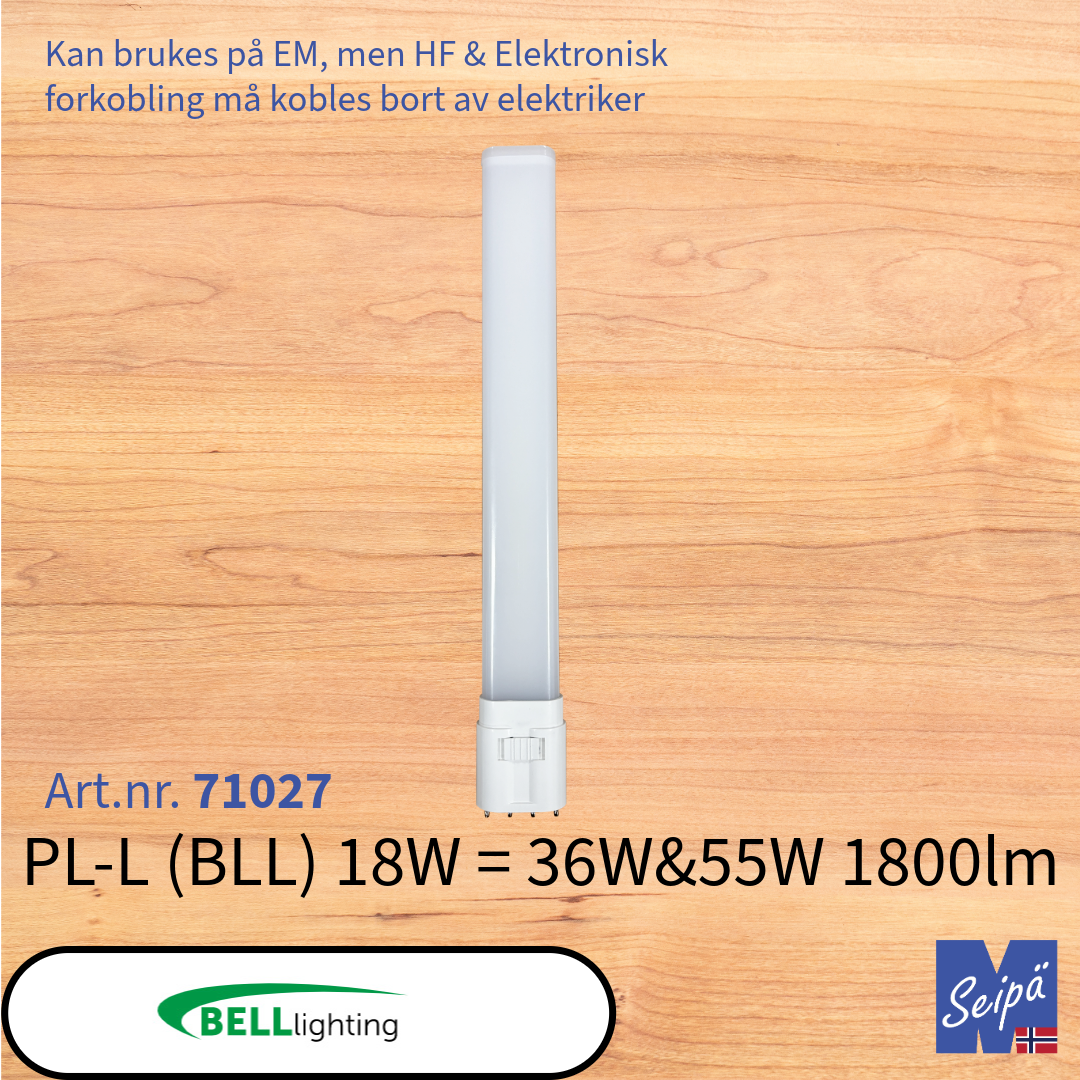 BELL LED-lyskilde PL-kompaktlysrør erstatning (DULUX) BLS BLD BLT BLL 2-rørs G23 & 2G11, 4-rørs G24d/q 6-rørs GX24d/q, 2-pin, 4-pin, CCT innstillbar lysfarge 3000K/4000K/6000K  LED og i termoplast 30.000 timer 5 års garanti